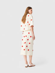 Maje New / Embroidered linen-silk pencil skirt