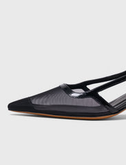 Maje Discount / Leather and mesh slingbacks