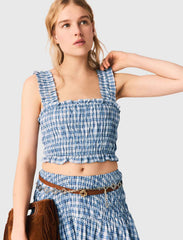 Maje On Sale / Smocked rhinestone cotton top