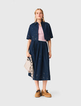 Maje Sale / Embroidered cropped denim shirt