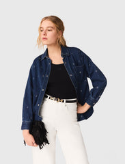 Maje Outlet / Rhinestone denim shirt