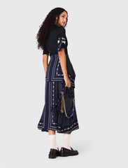 Maje Discount / Bandana patterned mixed-material dress