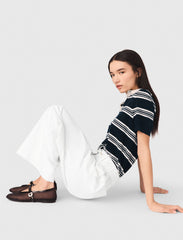 Maje On Sale / Wide-leg cotton trousers