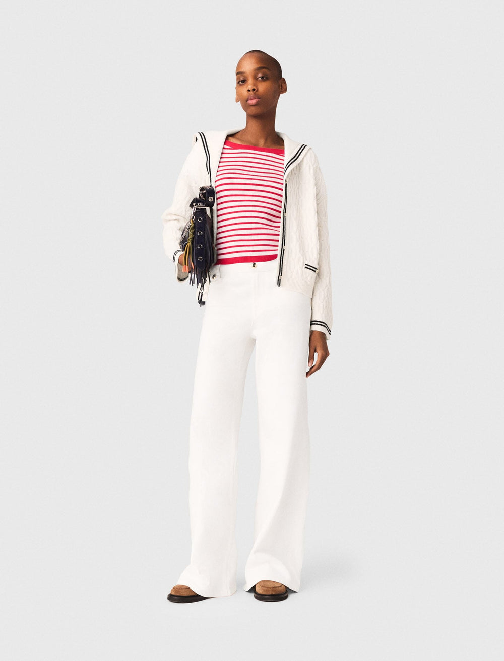 Maje Online / Cable-knit boat neck cardigan