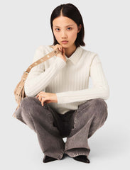 Maje Outlet / Pearl collar ribbed sweater