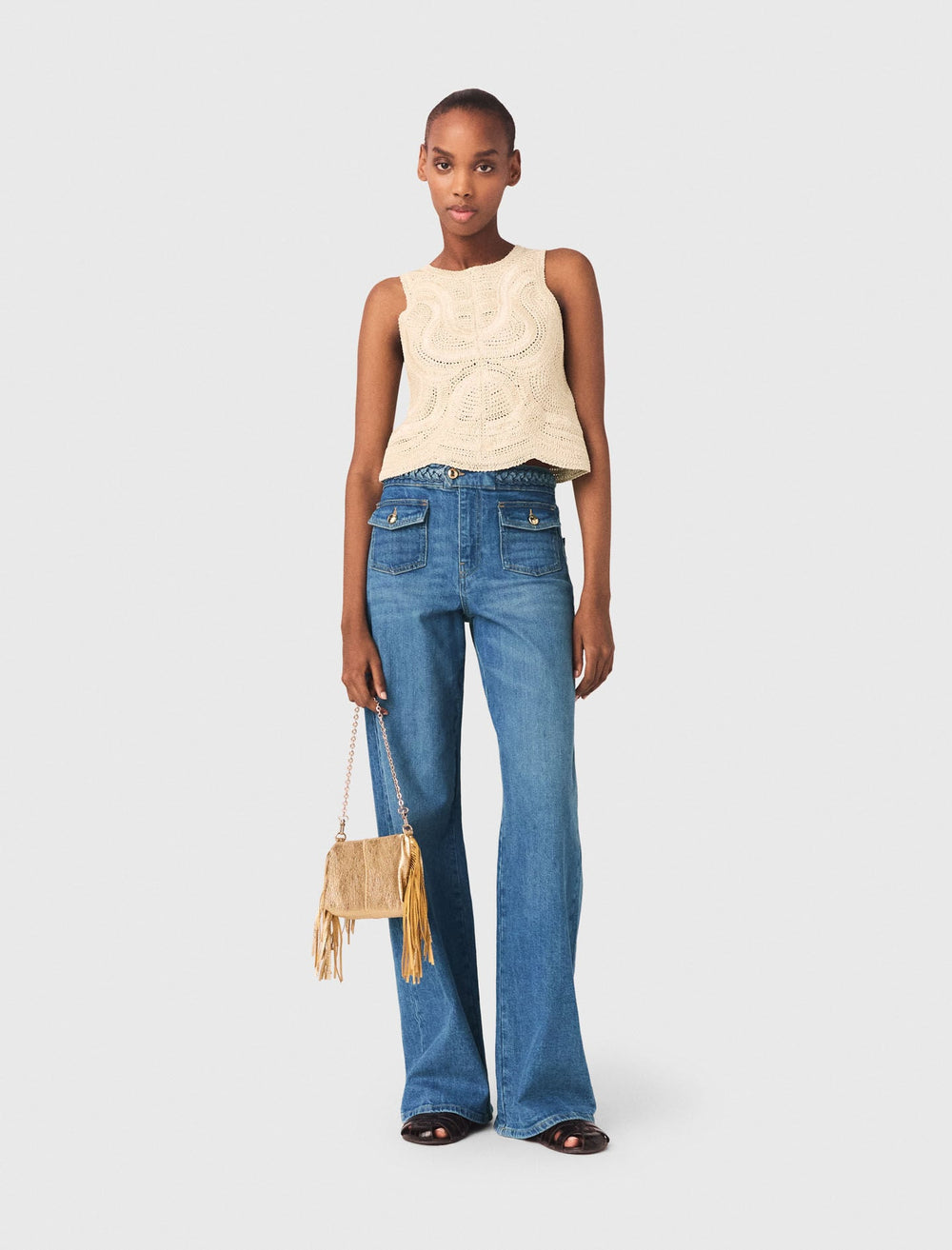 Maje On Sale / Sleeveless crochet-knit top
