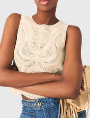 Maje On Sale / Sleeveless crochet-knit top