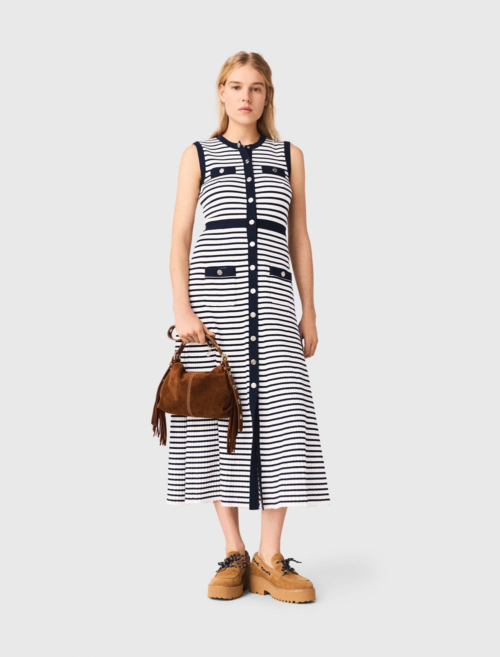 Maje Outlet / Striped knit maxi dress