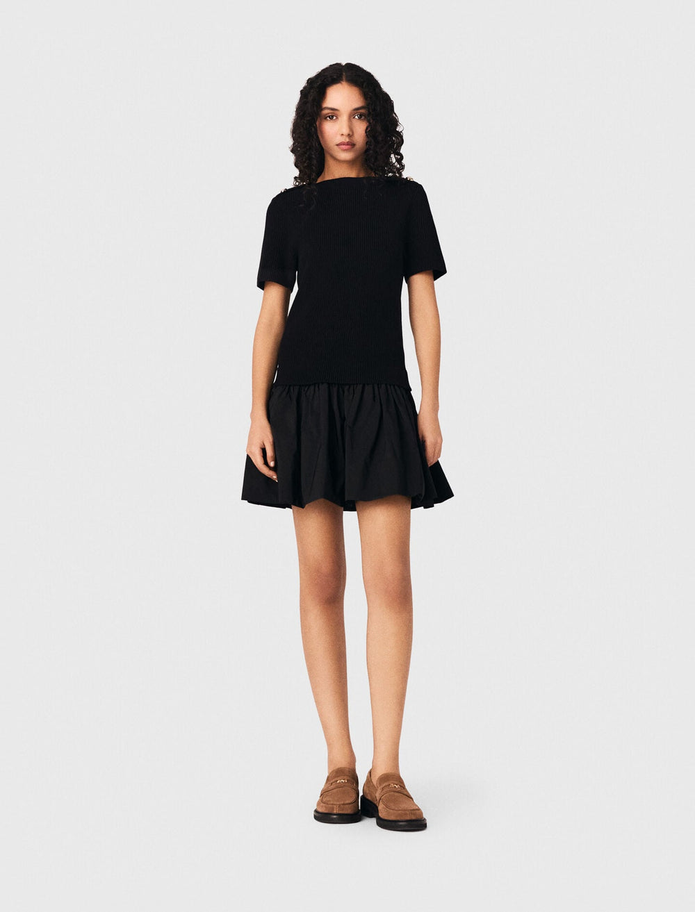 Maje Discount / Short knit and taffeta dress