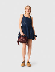 Maje Discount / Flared embroidered denim dress
