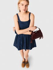 Maje Discount / Flared embroidered denim dress