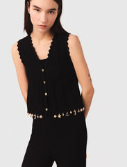 Maje Discount / Gold-embellished knit cardigan