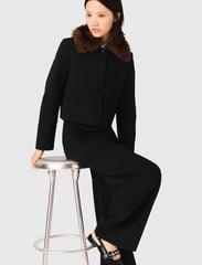 Maje Shop / Cropped jacket with removable fur collar