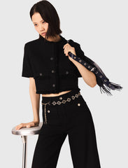 Maje Sale / Cropped shiny tweed jacket