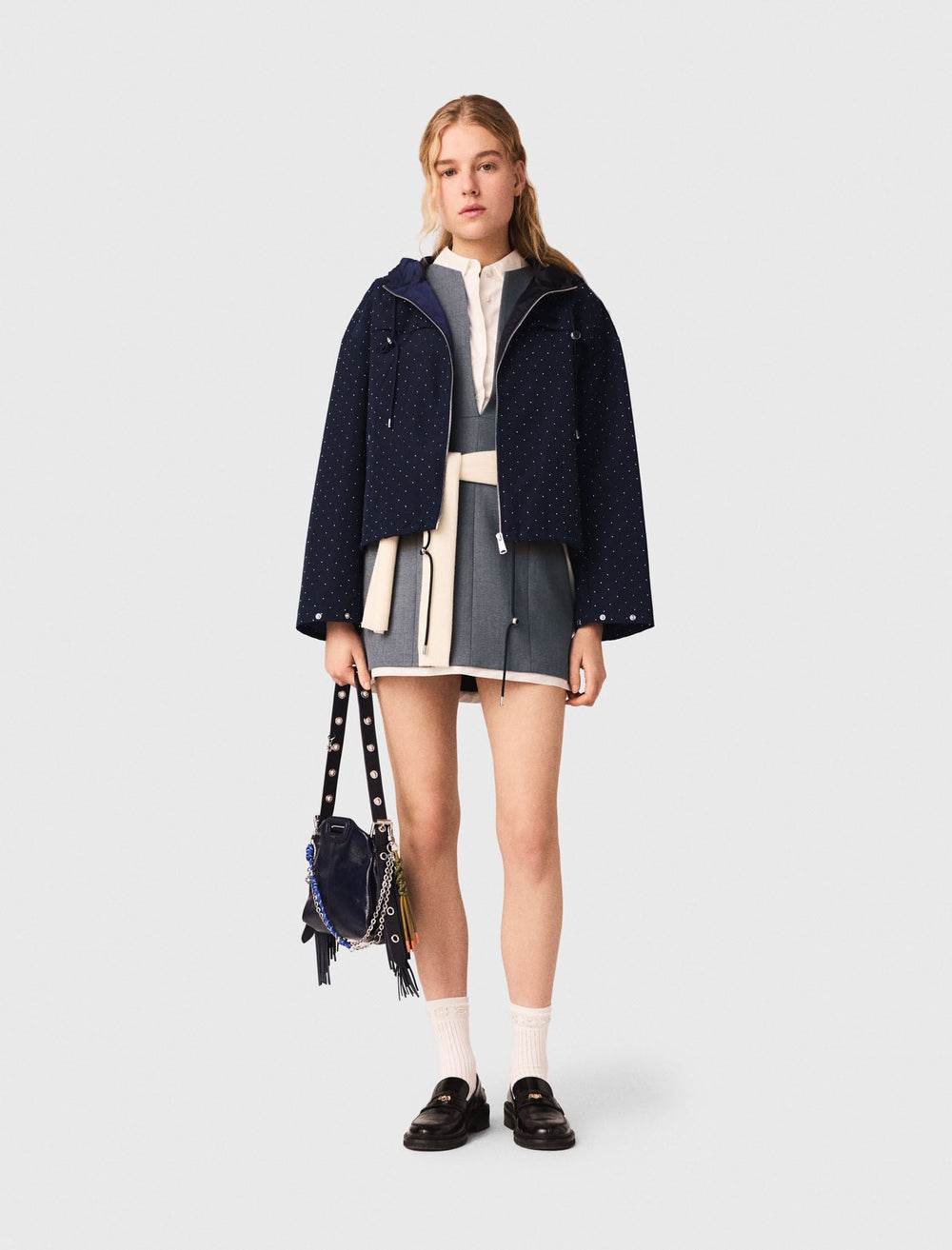 Maje Online / Hooded windbreaker with rhinestones