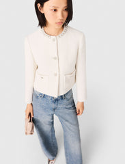 Maje New / Tweed jacket with pearl trim