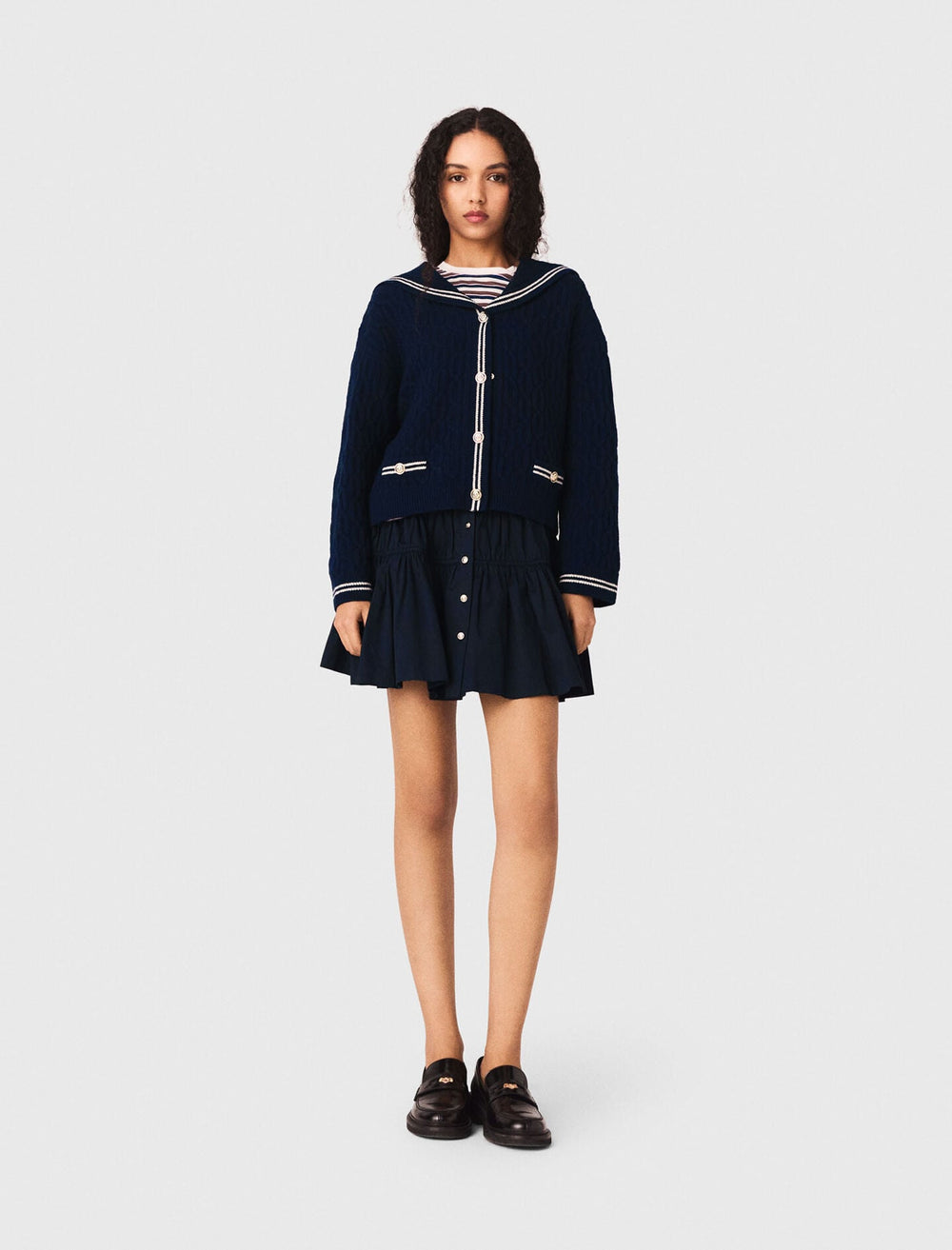 Maje Sale / Boat neck cable-knit cardigan