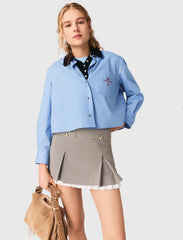 Maje Outlet / Pleated skirt with poplin details