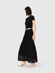 Maje Discount / Embroidered basket-weave knit skirt