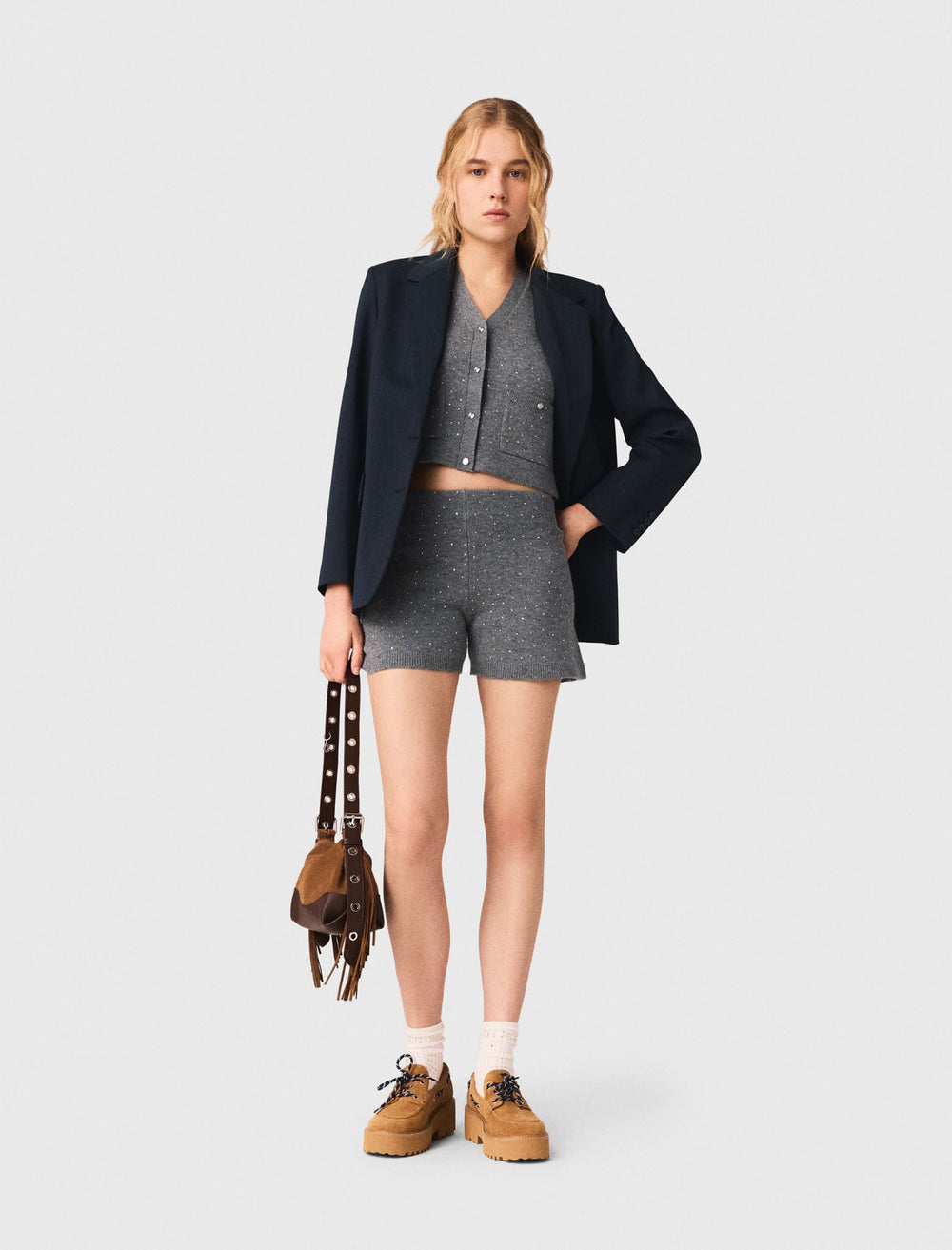 Maje Shop / Knit shorts with rhinestones