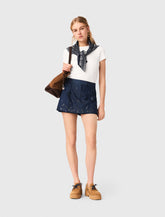 Maje Discount / Layered effect embroidered denim skort