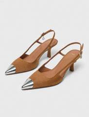Maje Shop / Metallic-toe suede pumps