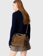 Maje Outlet / Fringed M bag in suede
