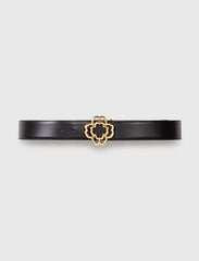 Maje Discount / Leather belt with Clover logo
