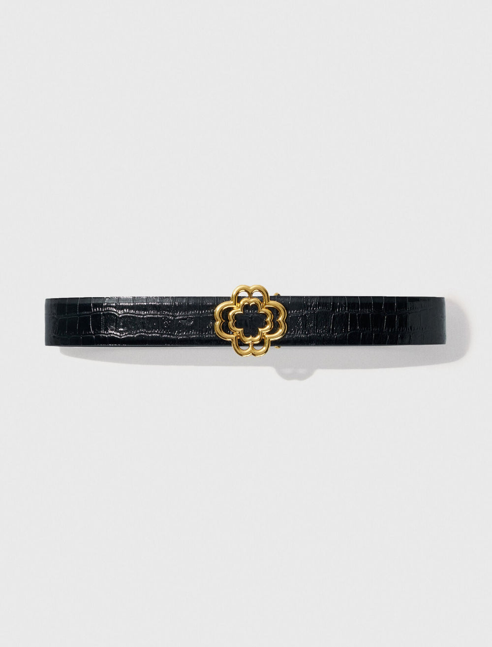 Maje Online / Croc-effect leather double M belt