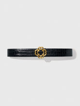 Maje Online / Croc-effect leather double M belt