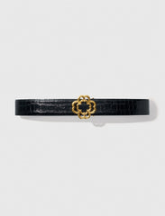 Maje Online / Croc-effect leather double M belt