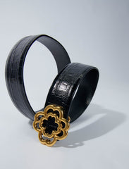 Maje Online / Croc-effect leather double M belt