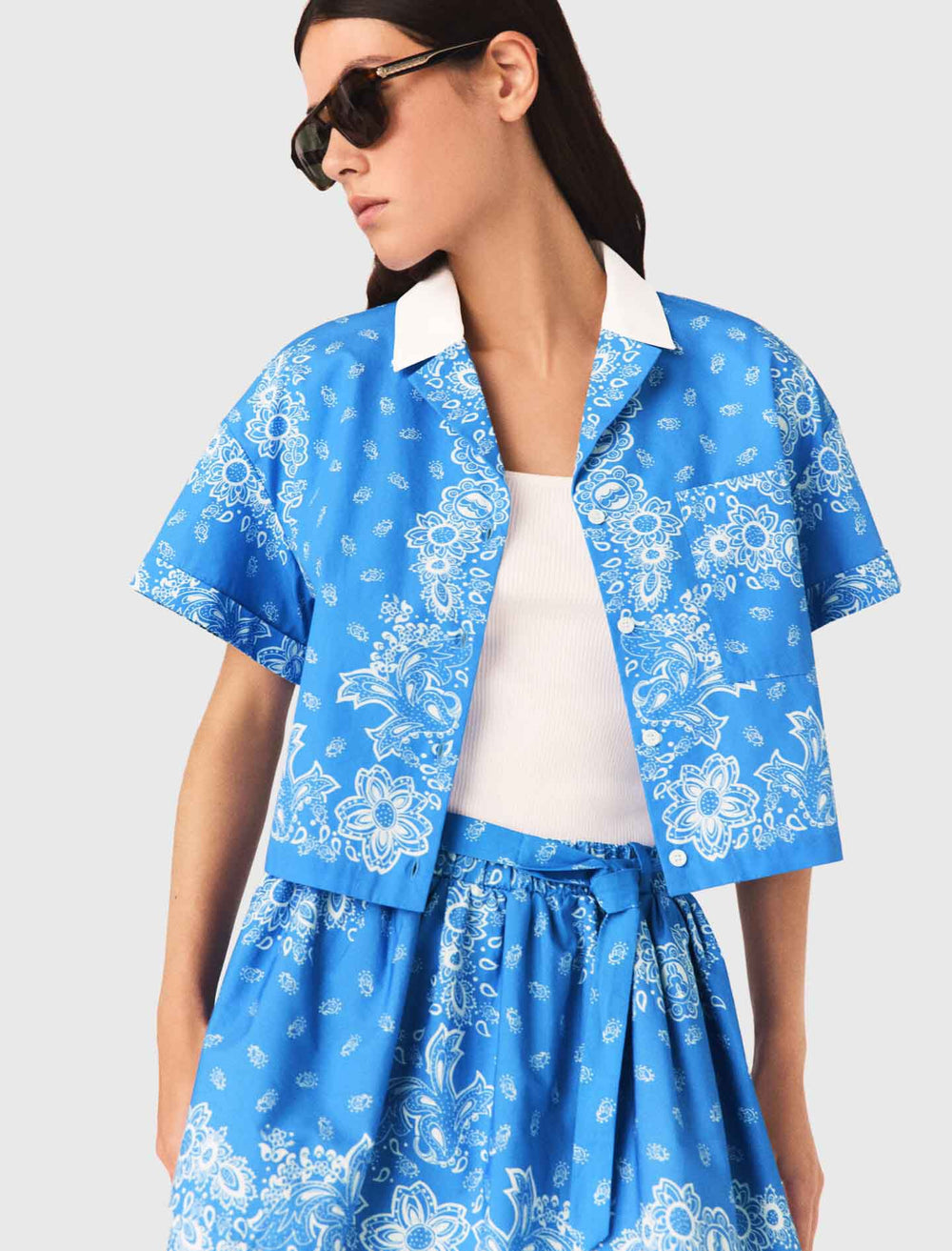 Maje Shop / Contrast collar printed shirt