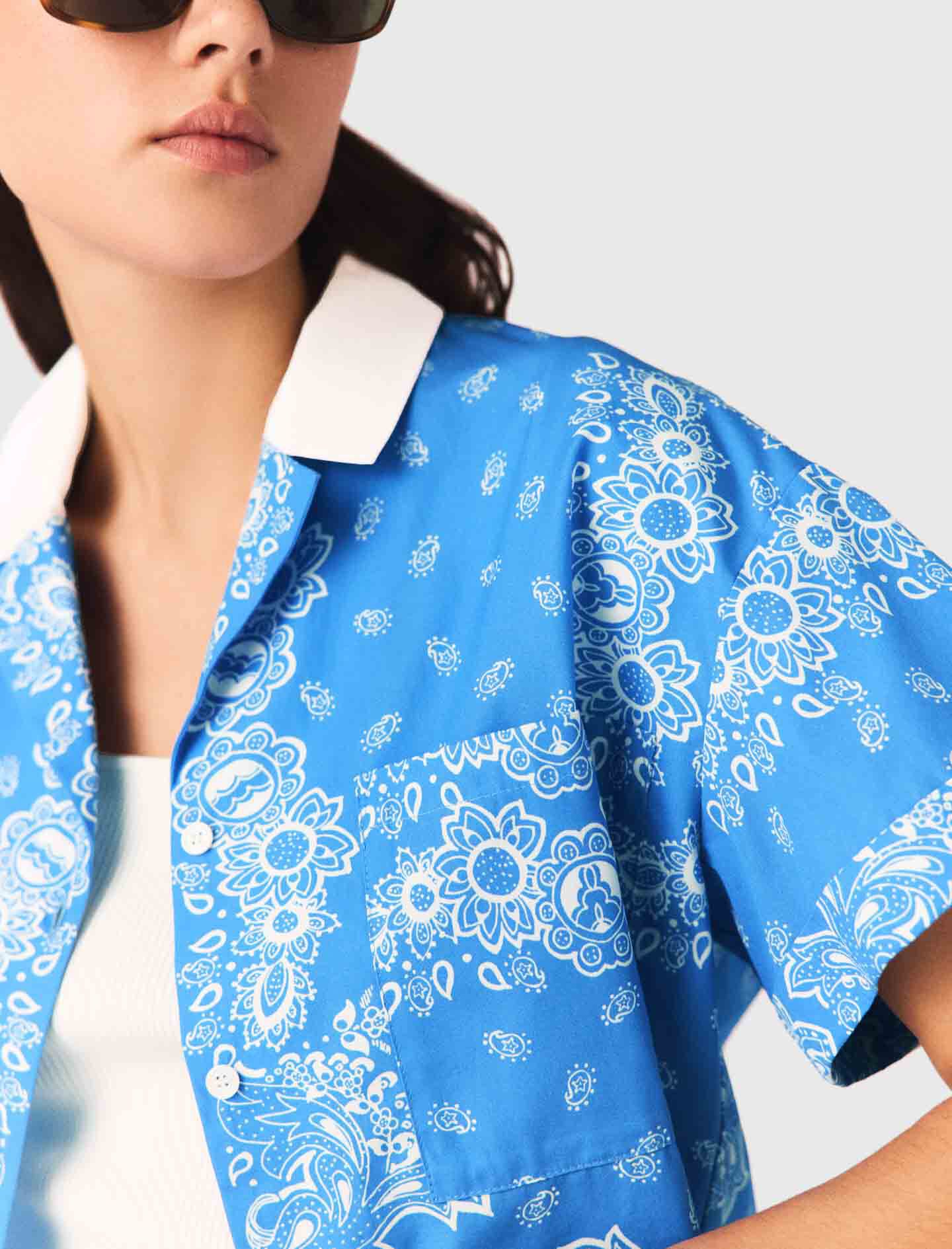 Maje Shop / Contrast collar printed shirt