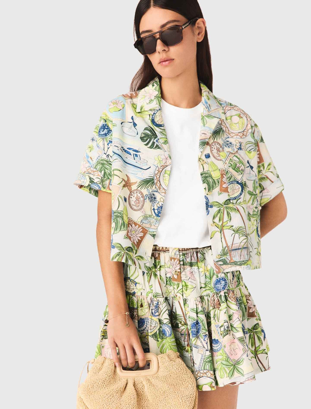 Maje Sale / Patterned cropped shirt