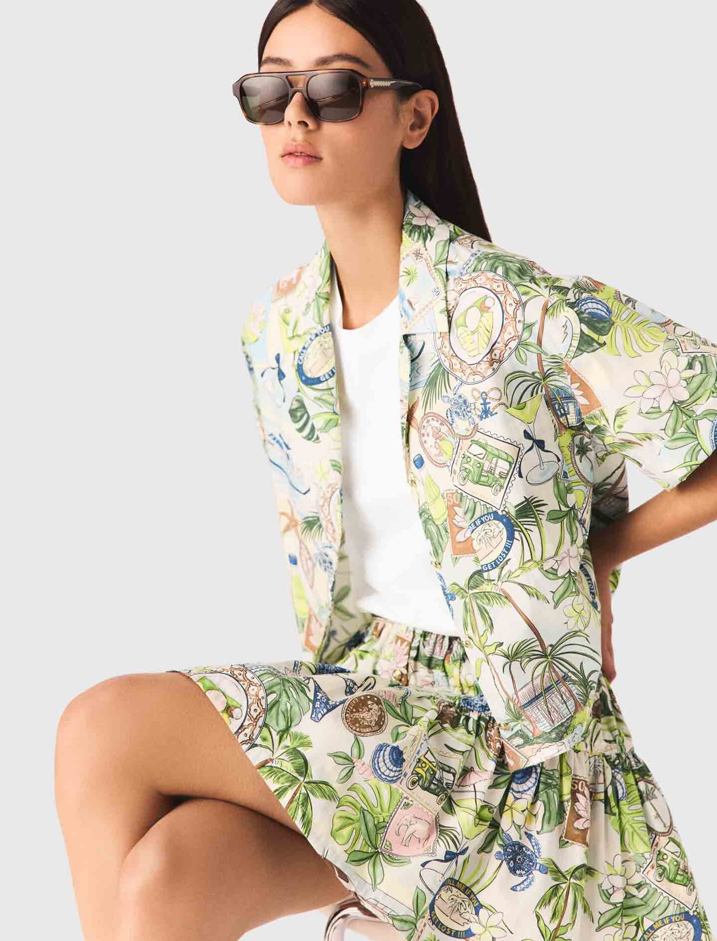 Maje Sale / Patterned cropped shirt