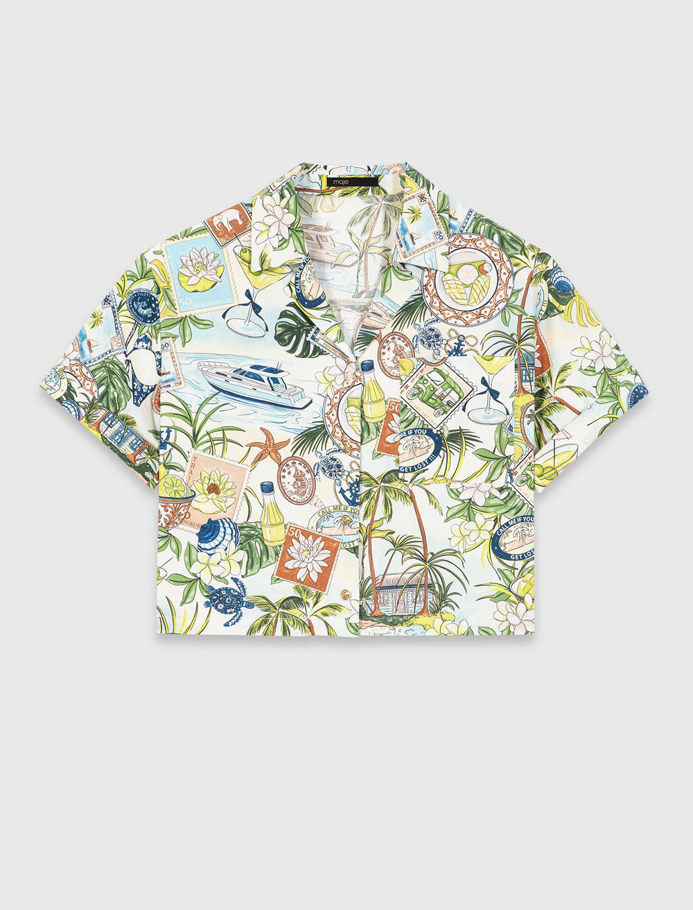 Maje Sale / Patterned cropped shirt