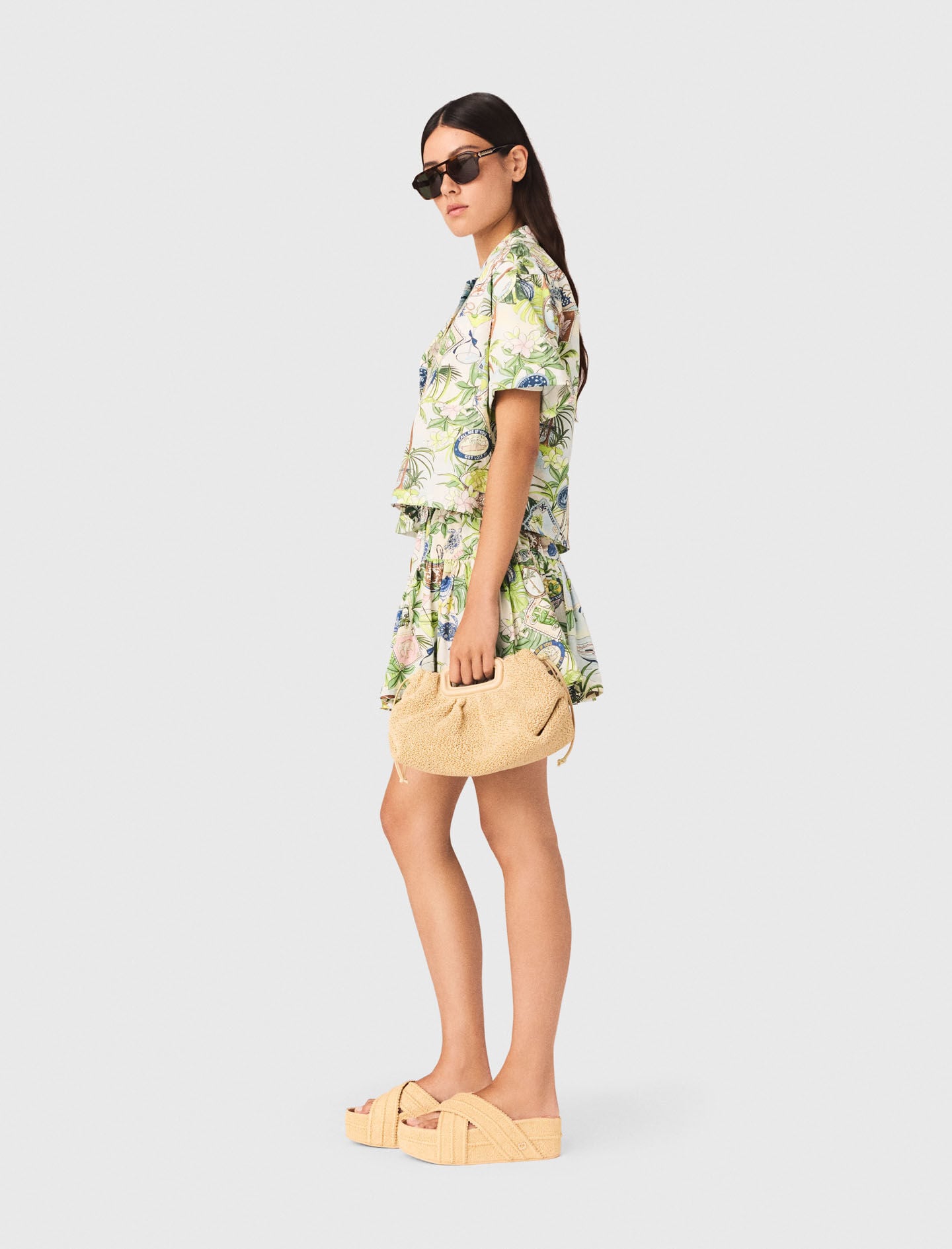 Maje Sale / Patterned cropped shirt