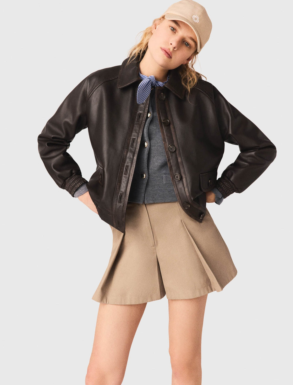Maje New / Cropped leather jacket