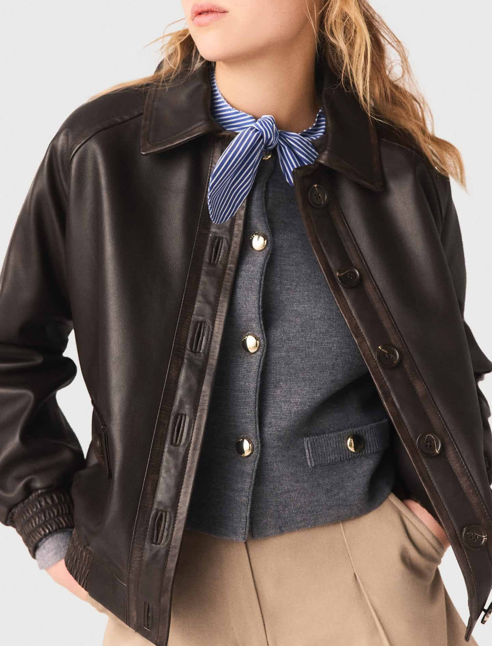 Maje New / Cropped leather jacket