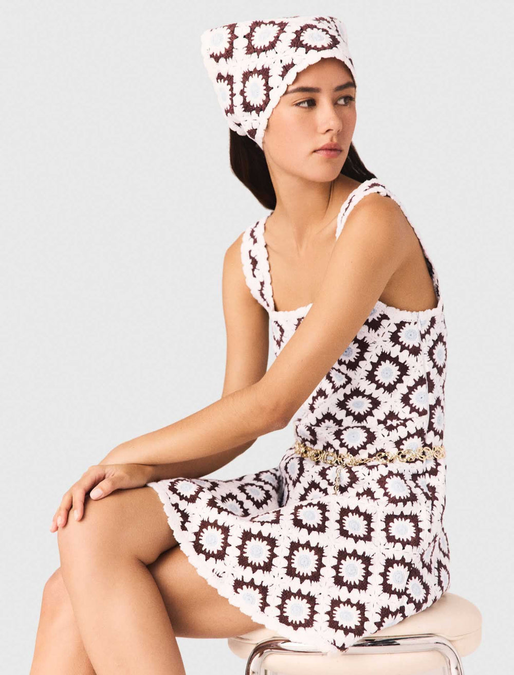 Maje New / Floral crochet dress