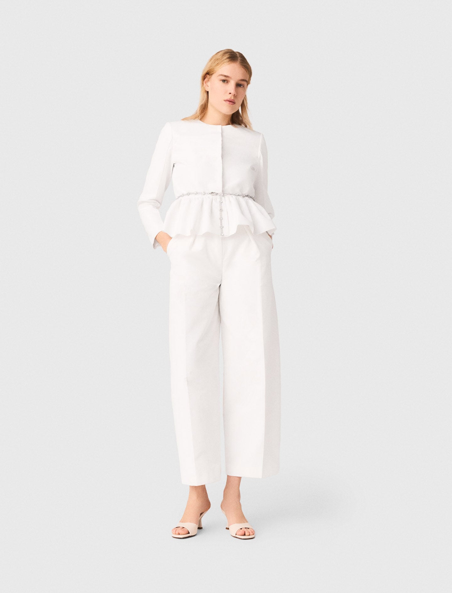 Maje Discount / Cropped jacket with jewelled belt