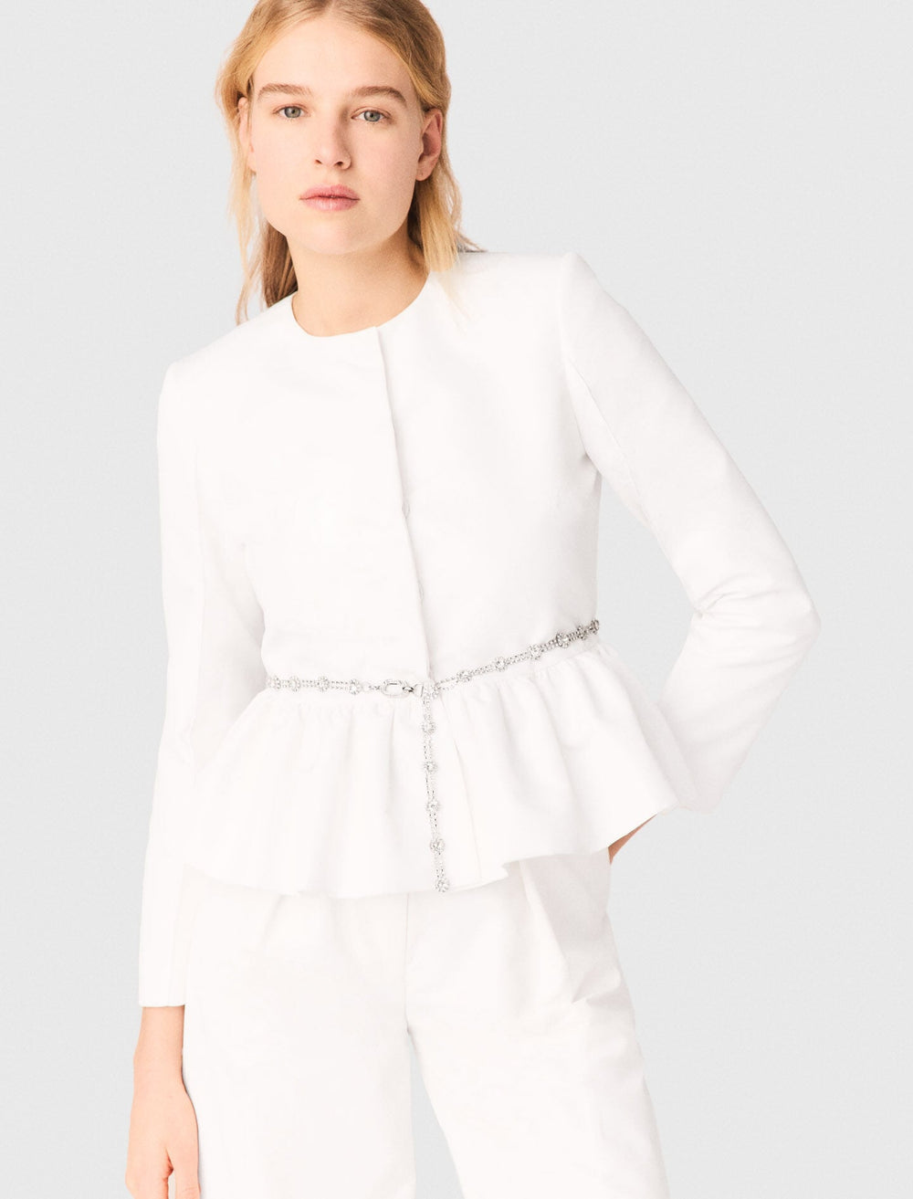 Maje Discount / Cropped jacket with jewelled belt