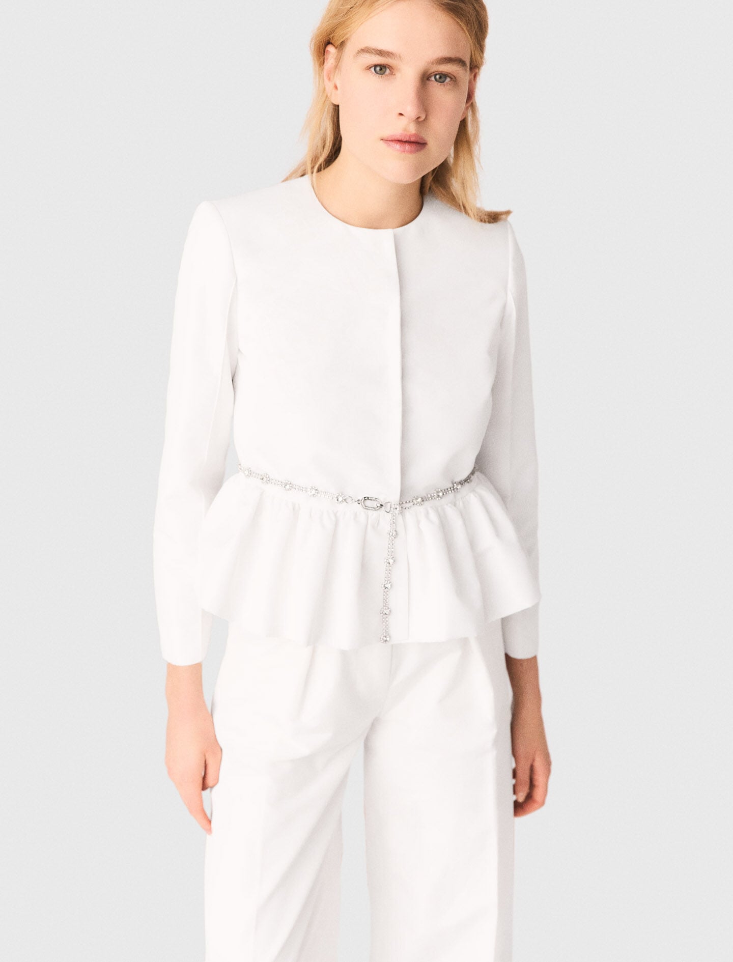 Maje Discount / Cropped jacket with jewelled belt