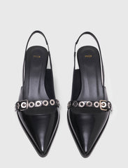 Maje Outlet / Leather pumps with eyelet strap