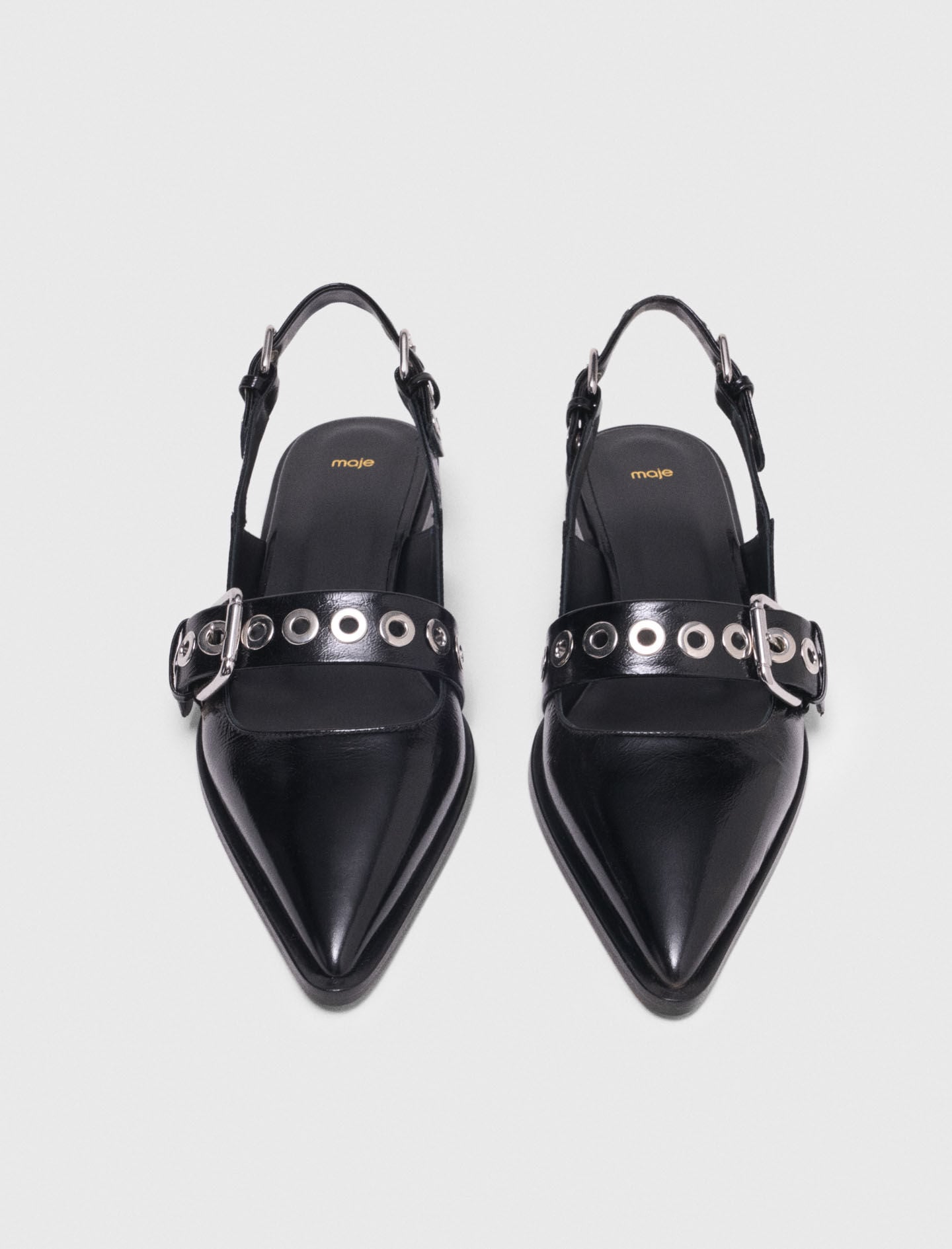 Maje Shop / Flat leather strap slingbacks