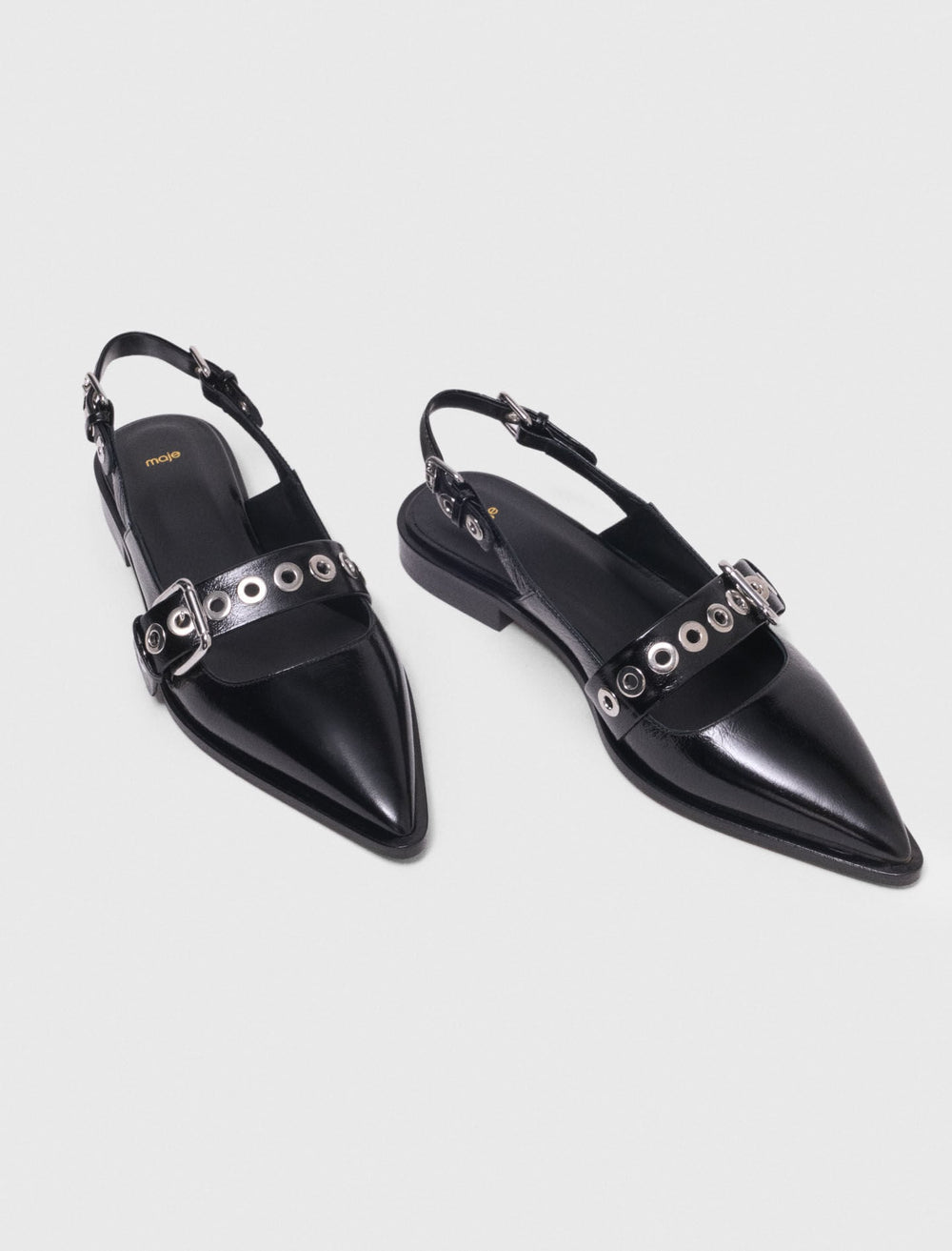 Maje Shop / Flat leather strap slingbacks