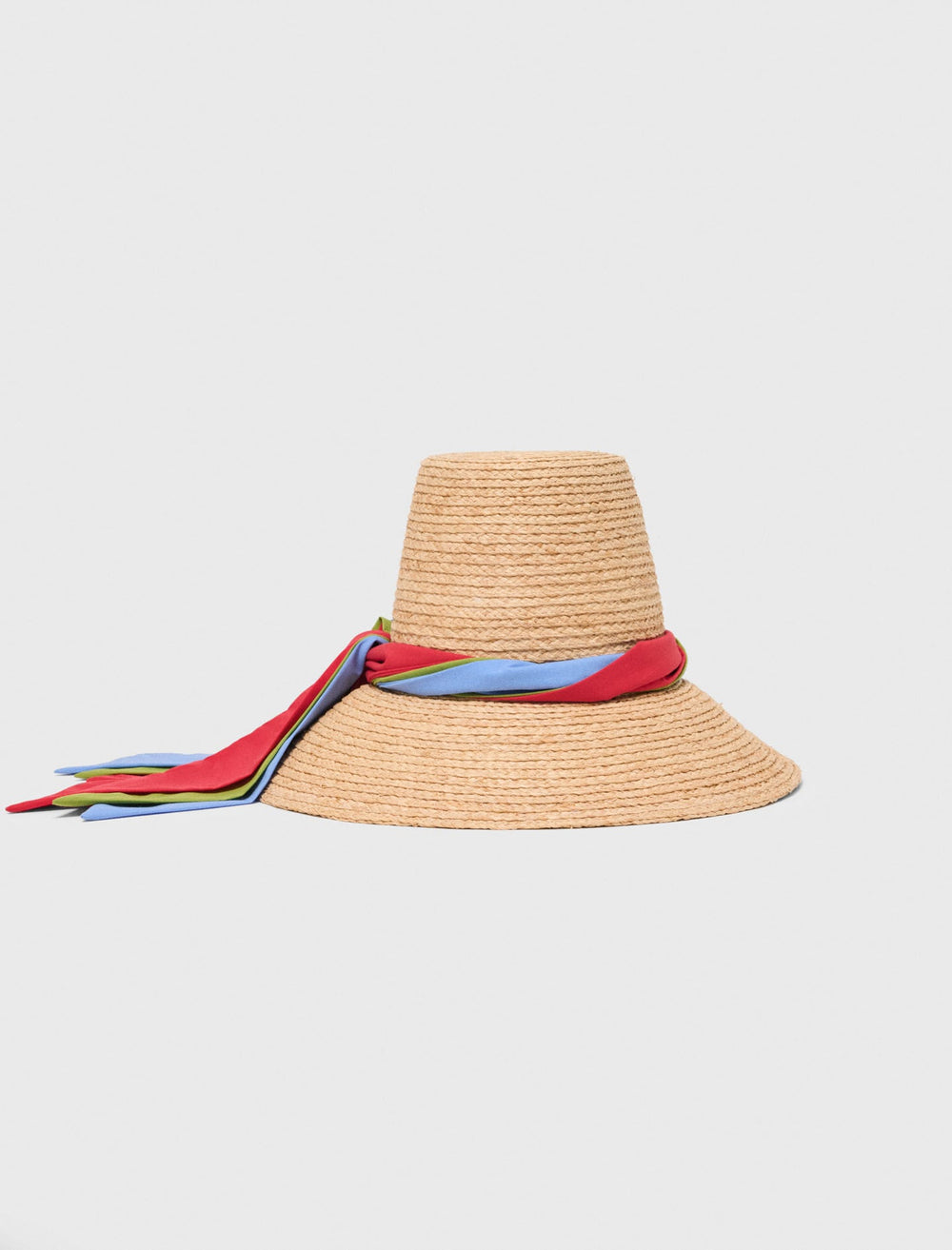Maje Discount / Raffia hat with printed ribbon