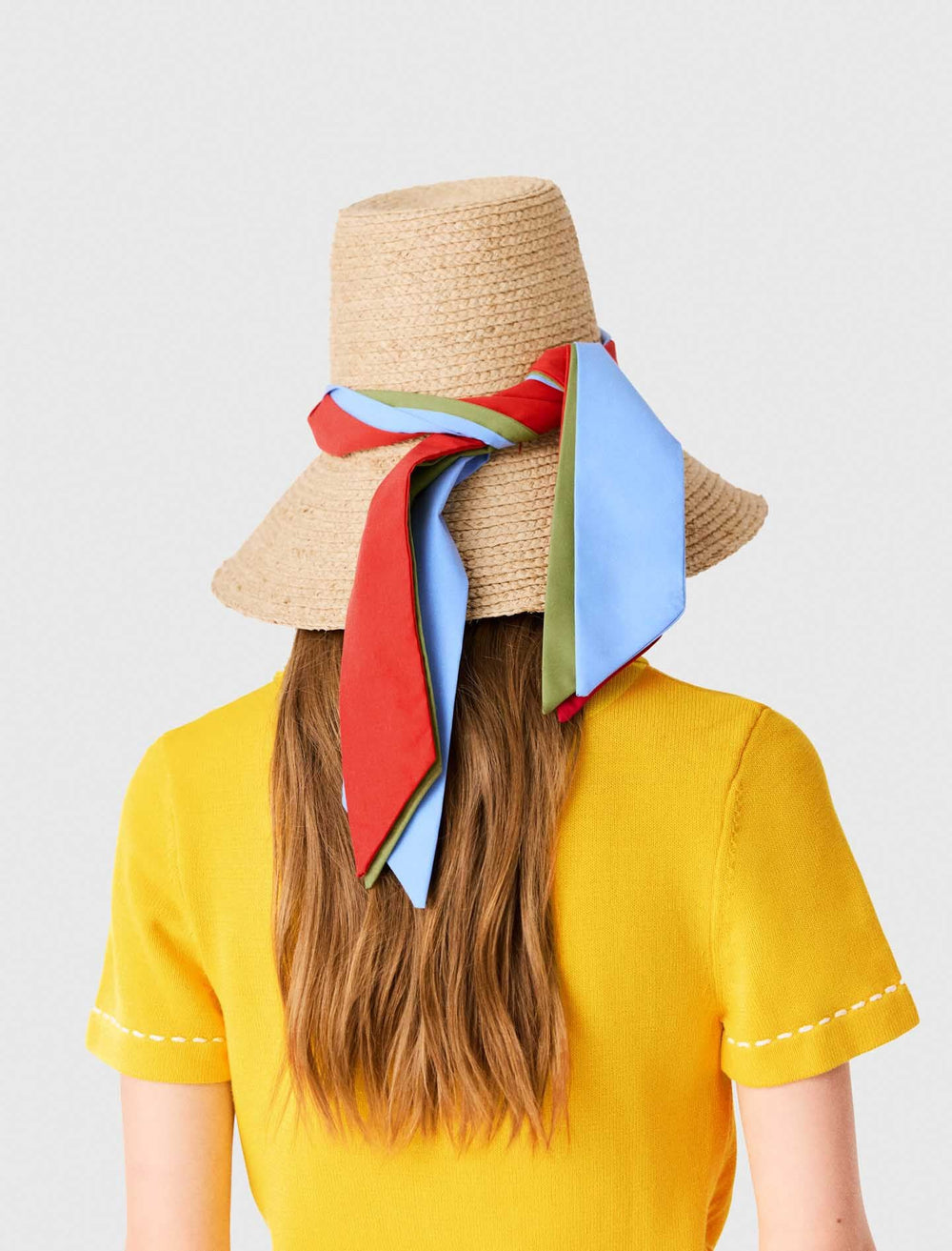 Maje Discount / Raffia hat with printed ribbon