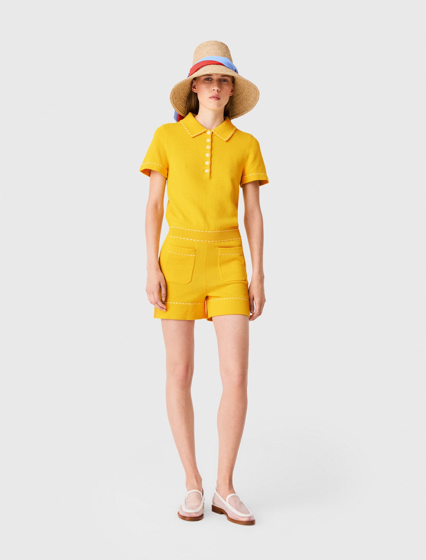 Maje On Sale / Knit playsuit with polo collar
